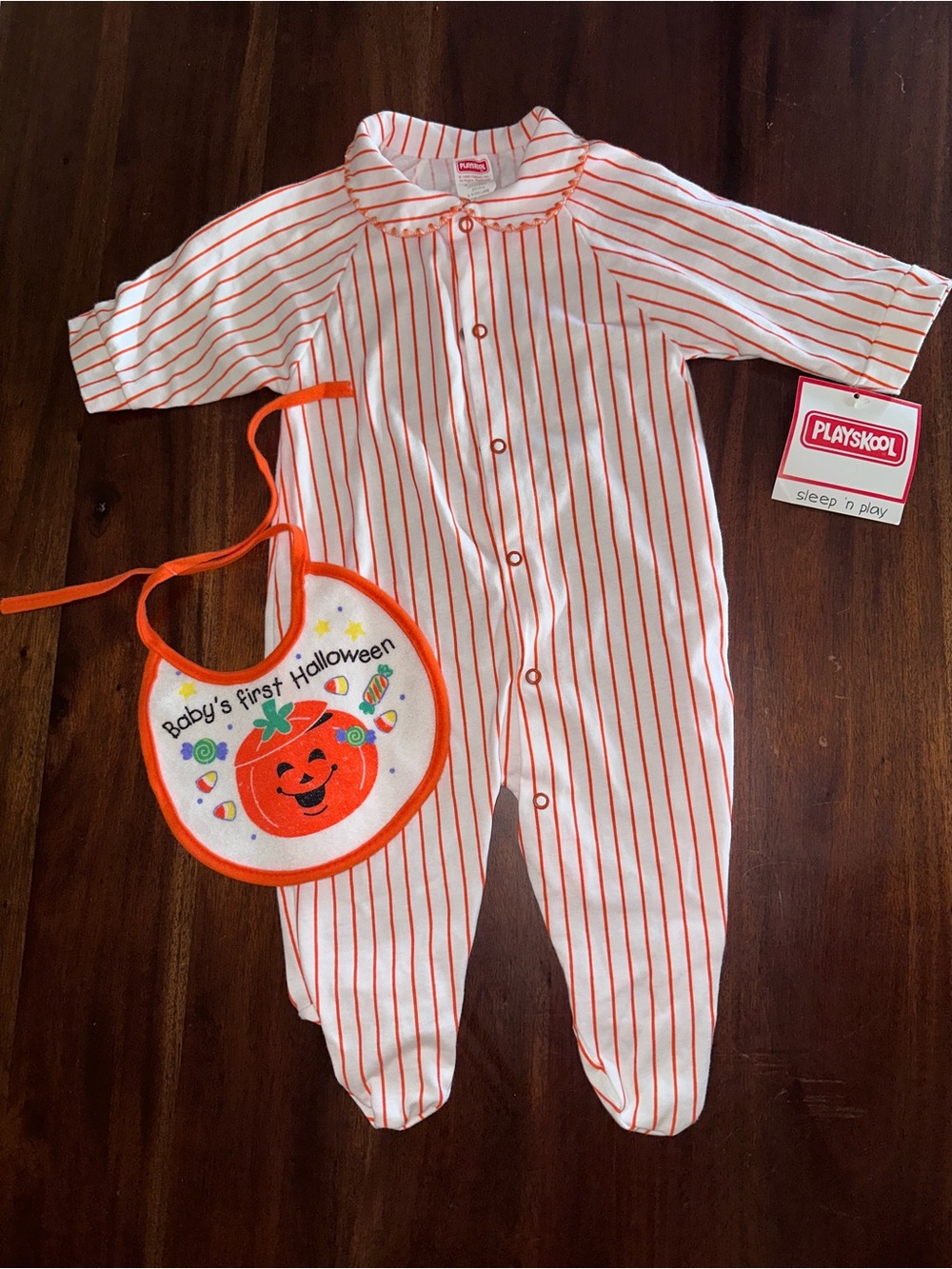 Vintage Playskool sleeper with first Halloween bib